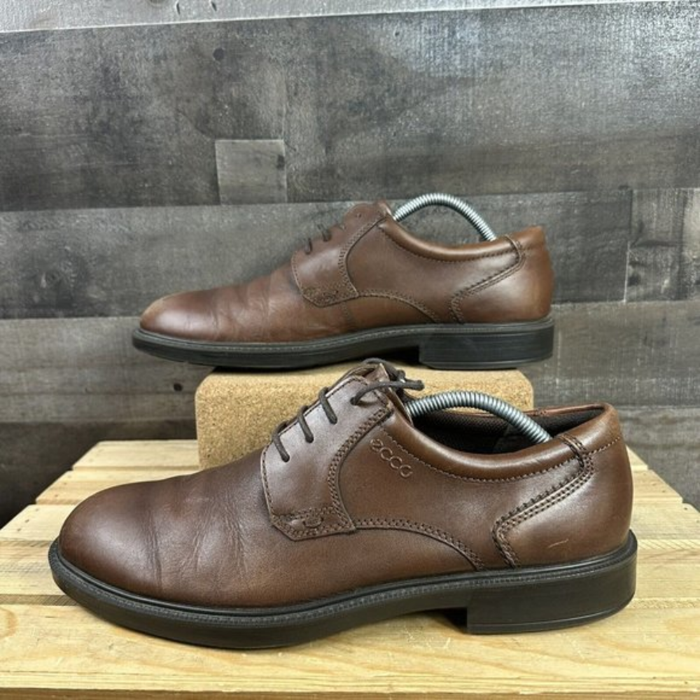 ECCO Oxford Dress Shoes Mens Sz EU‎ 44 US 10.5 Lace Up Genuine Brown Leather